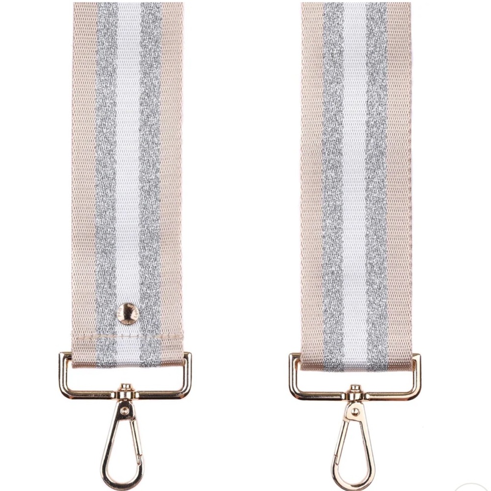 Pom Pom London Platinum & Silver Stripe Crossbody Strap